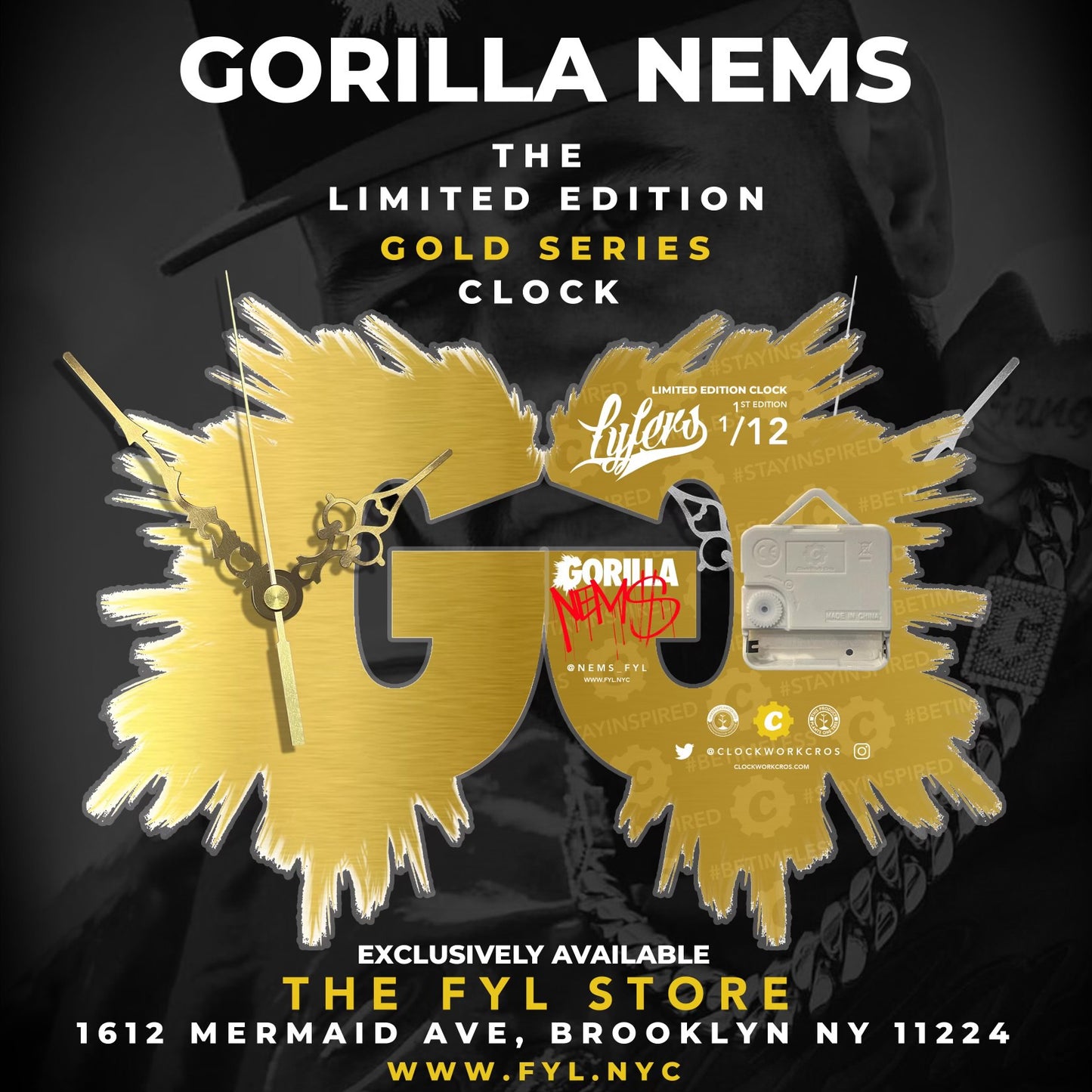 LIMITED GOLD G LOGO CLOCK