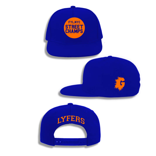 LYFERS STREET CHAMPS ROYAL BLUE SNAPBACK (WITH ORANGE OR WHITE)